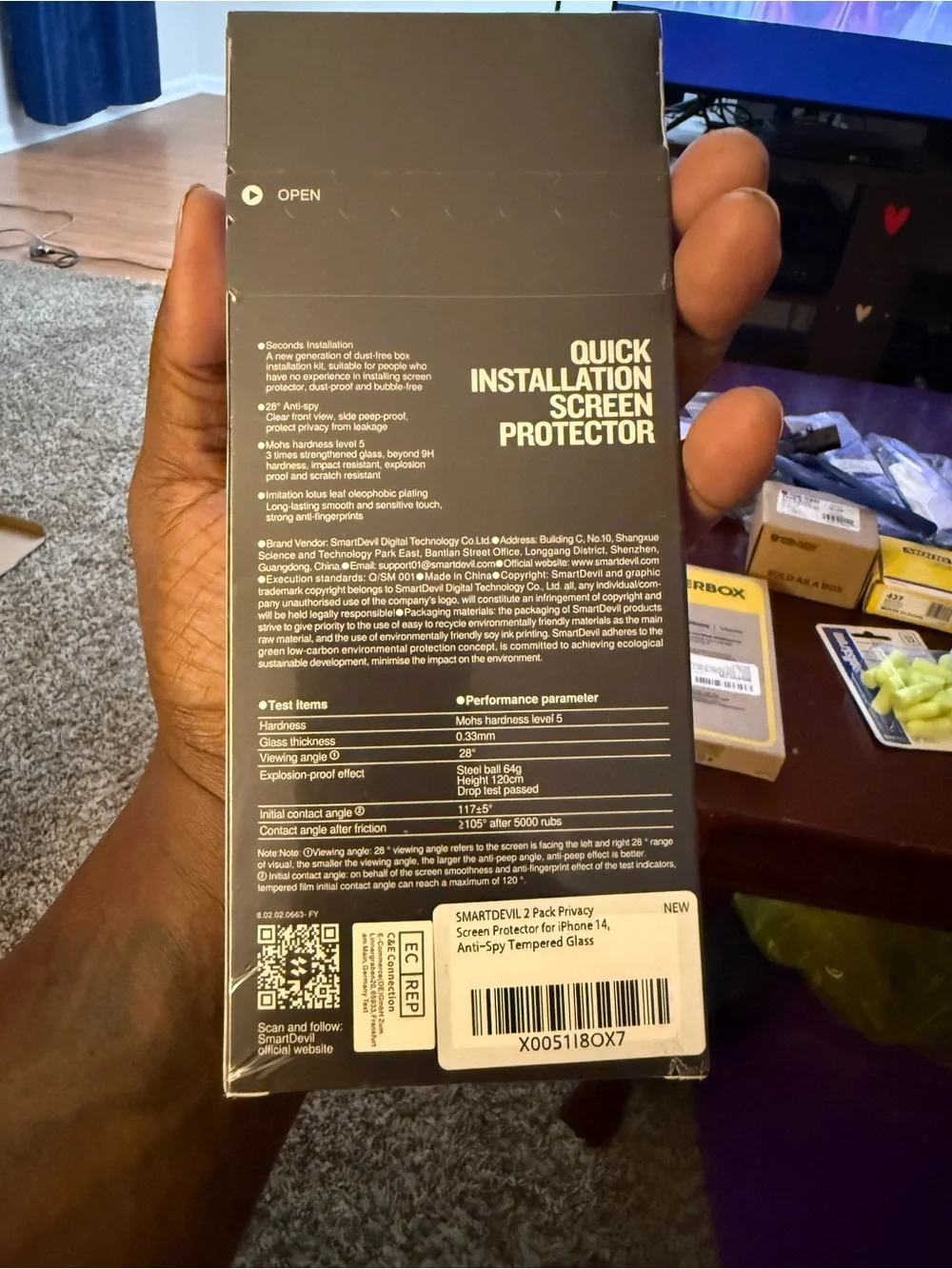 Quick Installation Anti-Spy Screen Protector - Black